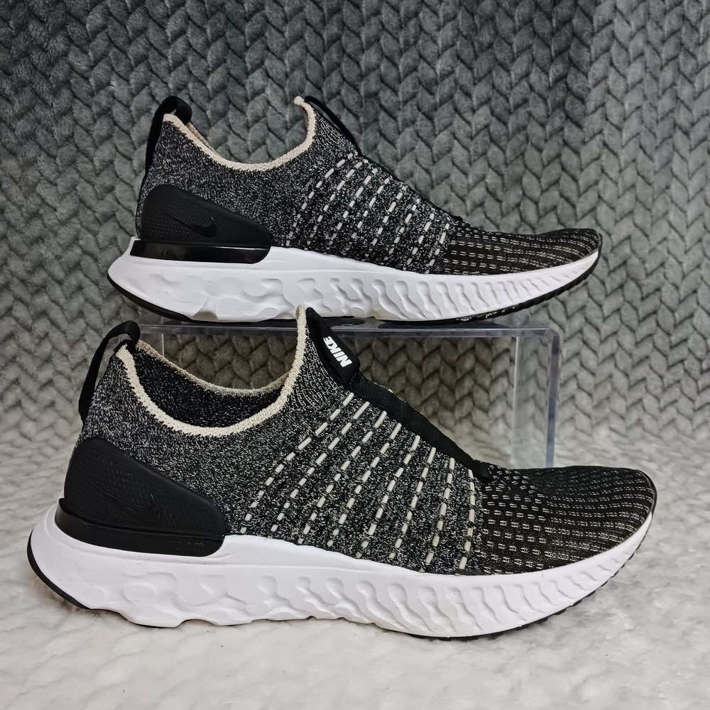 Nike React Phantom Run Flyknit 2 Black Smoke Grey Women's Running Shoes Size 6.5
